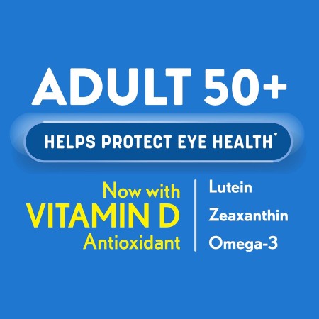 Bausch + Lomb Ocuvite Adult 50+ Suplemento de vitaminas y minerales con luteína, zeaxantina y omega-3, geles suaves, 90 unidades