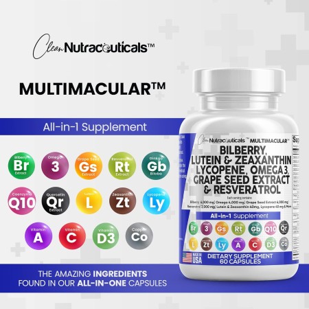 Vitaminas para la salud ocular con arándano, 6000 mg de luteína y zeaxantina, 40 mg de licopeno, 40 mg de resveratrol, 3000 mg