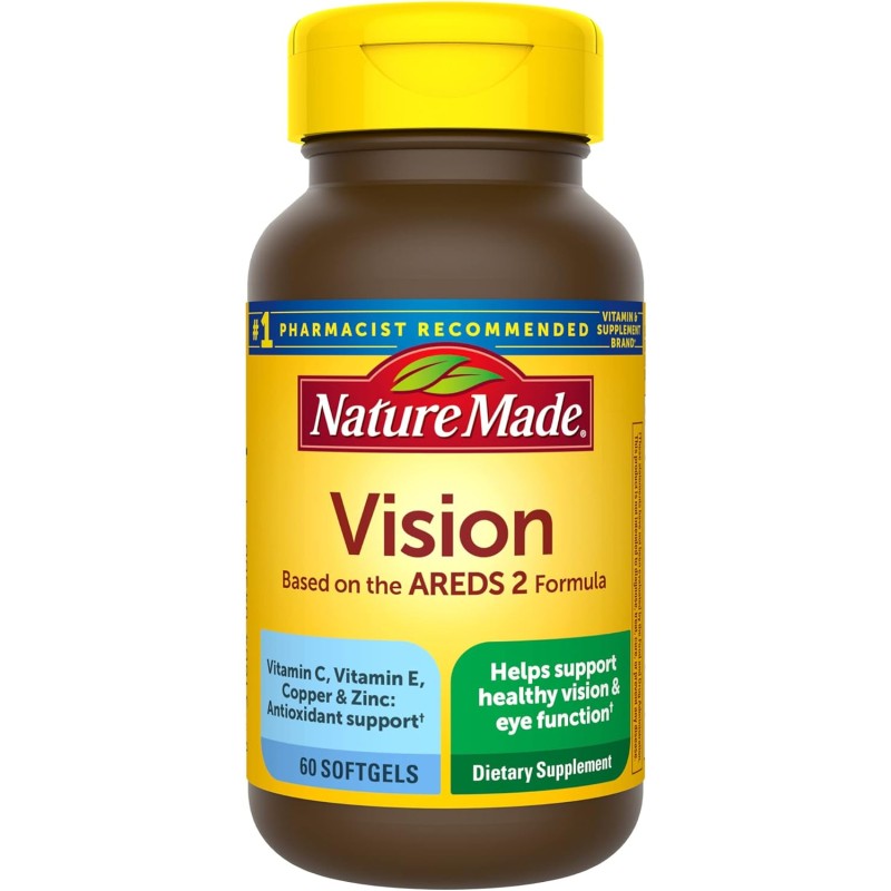 Nature Made Visión basada en la fórmula AREDS 2, vitaminas oculares con luteína y zeaxantina, vitamina C, vitamina E, zinc y