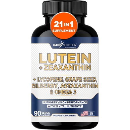 Suplementos de luteína y zeaxantina - Vitaminas para la salud ocular - Astaxantina, Omega 3, resveratrol, arándano, licopeno,