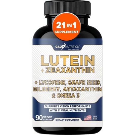 Suplementos de luteína y zeaxantina - Vitaminas para la salud ocular - Astaxantina, Omega 3, resveratrol, arándano, licopeno,