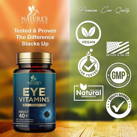 Vitaminas para los ojos – Suplemento de vitaminas y minerales para los ojos contiene luteína, zeaxantina, zinc, vitamina C y E –